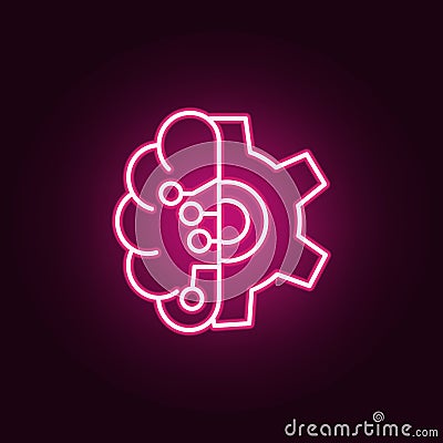 Mechanic brain neon icon. Elements of Artifical intelligence set. Simple icon for websites, web design, mobile app, info graphics Stock Photo