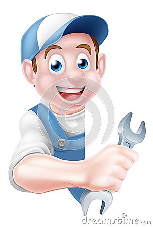 Mechanic Cartoon Plumber Man Vector Illustration