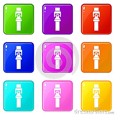 Mechanic detail icons 9 set Vector Illustration