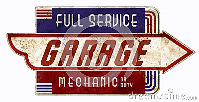 Mechanic On Duty Sign Retro Vintage Garage Stock Photo