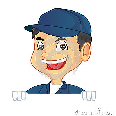 Mechanic holding blank sign Vector Illustration