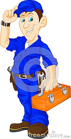 Mechanic holding utility box Vector Illustration