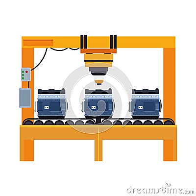 Mechanic machine with car engines Vector Illustration