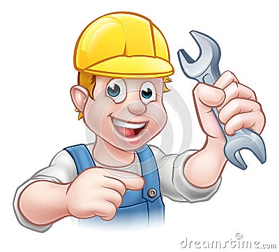 Mechanic or Plumber Cartoon Character Vector Illustration