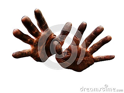 Mechanic's hands dirty from oil. Stock Photo