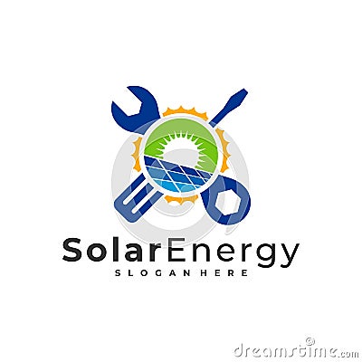 Mechanic Solar logo vector template, Creative Solar panel energy logo design concepts Stock Photo