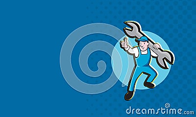 Mechanic With Spanner Thumbs Up Cartoon Illustration