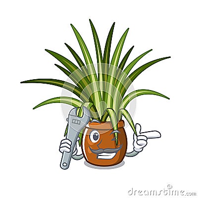 Mechanic spider plants in the cartoon yard Vector Illustration