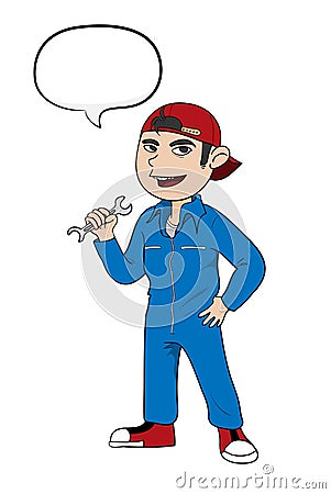 Mechanic With Text Vector Illustration