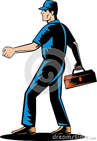 Mechanic tradesman extending hand Vector Illustration