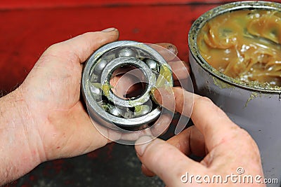 A Mechanic Using Multipurpose Grease Stock Photo