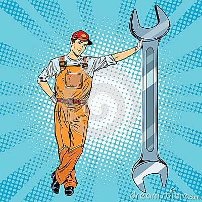Mechanic with a wrench Vector Illustration
