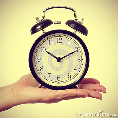 Mechanical alarm clock, with a retro effect Stock Photo
