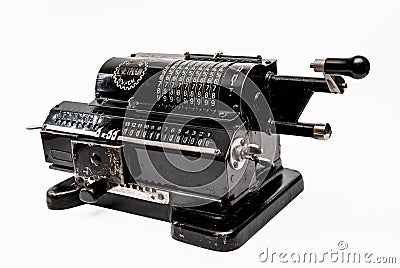 Mechanical arithmometer - calculator made in USSR Stock Photo