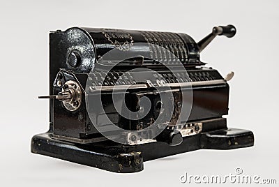 Mechanical arithmometer - calculator made in USSR Stock Photo