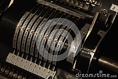 Vintage mechanical calculator calculating counting machine Stock Photo