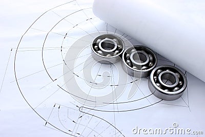 Mechanical circuit, bearings, working environment of engineer place for text Stock Photo