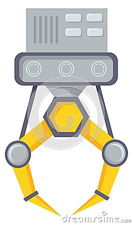 Mechanical claw toy cartoon icon. Robotic grabber Vector Illustration