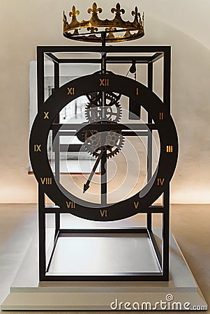 Mechanical clock with counterweight Editorial Stock Photo