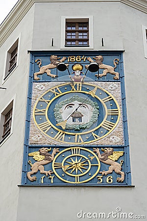 Mechanical clock Ducal Castle Szczecin Poland Editorial Stock Photo