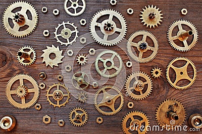 Mechanical cogs gears wheels Stock Photo