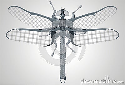 Mechanical dragonfly Vector Illustration