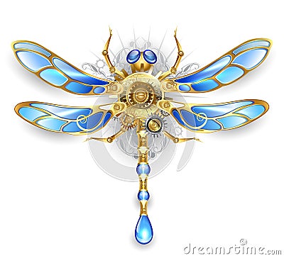 Mechanical dragonfly on a white background Vector Illustration