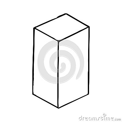 Parallelepiped. Sketch, hand drawing. Black outline on white background. Vector illustration Vector Illustration