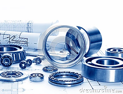 Mechanical drawing and tools Stock Photo