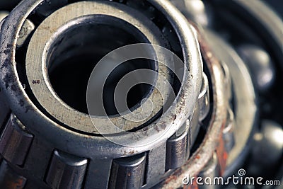Mechanical engineering background with ball bearing Stock Photo