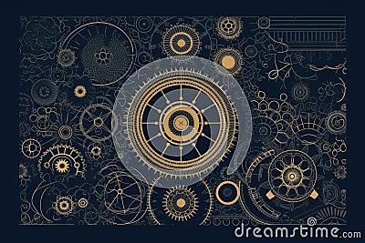 mechanical engineering design, with a focus on precision and attention to detail. The image can be created using simple geometric Cartoon Illustration