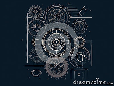 mechanical engineering design, with a focus on precision and attention to detail. The image can be created using simple geometric Cartoon Illustration