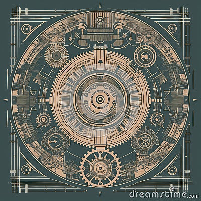mechanical engineering design, with a focus on precision and attention to detail. The image can be created using simple geometric Cartoon Illustration