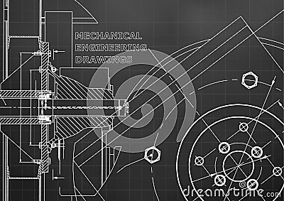 Mechanical Engineering drawing. Blueprints. Mechanics. Cover Vector Illustration