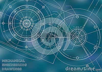 Mechanical drawings. Engineering illustration background Stock Photo