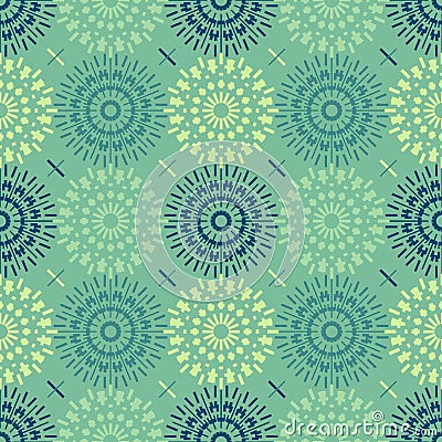 Mechanical flower symmetry seamless pattern Vector Illustration