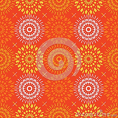 Mechanical flower symmetry seamless pattern Vector Illustration