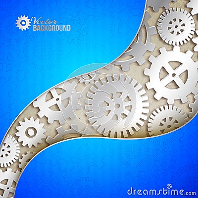 Mechanical gears background. Cartoon Illustration