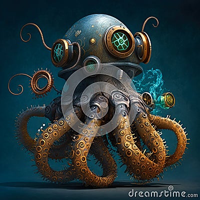 Mechanical Menagerie Steampunk Animals Octopus Stock Photo