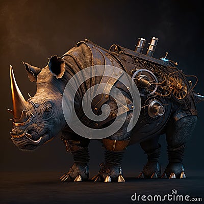 Mechanical Menagerie Steampunk Animals Rhino Stock Photo