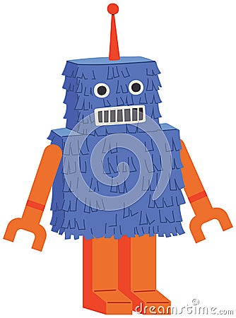 Mechanical monster, robotic computer machine. Creative invention, cute robot with antenna Vector Illustration