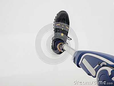 Mechanical prosthetic leg. Stock Photo