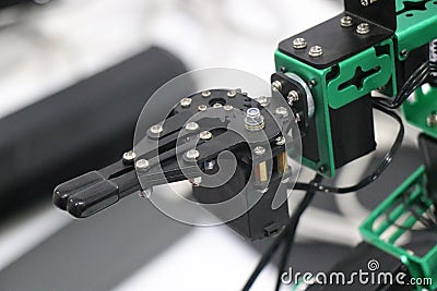 Mechanical robot gripper or servo grippers used in small robots for automating production process built as a prototype project Stock Photo