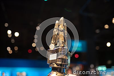 Mechanical robotic pincer at the OMSI robot exhibition. Editorial Stock Photo