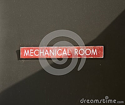 Mechanical Room Sign Stock Photo