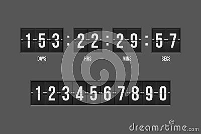 Mechanical scoreboard countdown timer Vector Illustration