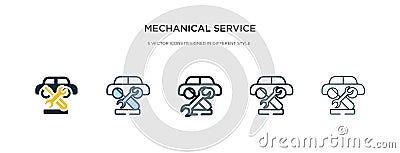 Mechanical service of a car icon in different style vector illustration. two colored and black mechanical service of a car vector Vector Illustration