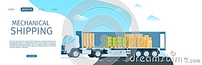 Mechanical Shipping Open Truck Full of Package Vector Illustration