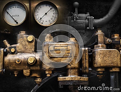 Mechanical and Steampunk grunge background collage. Stock Photo