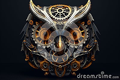 Mechanical Steampunk Owl Skull Steampunkinspired Stock Photo